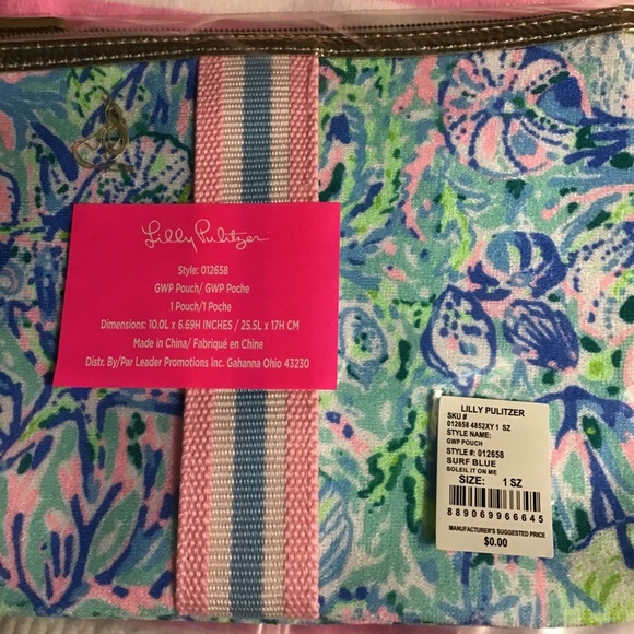 NIP/NWT LILLY PULITZER GWP Pouch Surf Blue Soleil it On Me New Bag - Picture 11 of 16